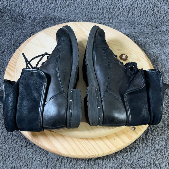 Rock & Candy Combat Boots Deane Womens Size 8 Black Military Patches Ankle Fold - Picture 5 of 8